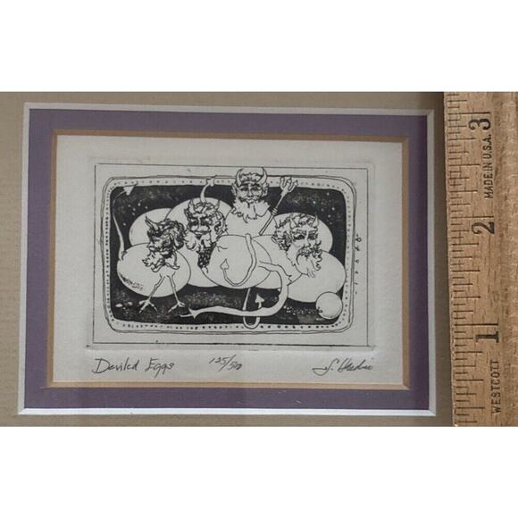 DARLENE HARDIE 125/500 Deviled Eggs Framed Farmhouse Decor eBay Ink LITHO Art - Picture 5 of 7